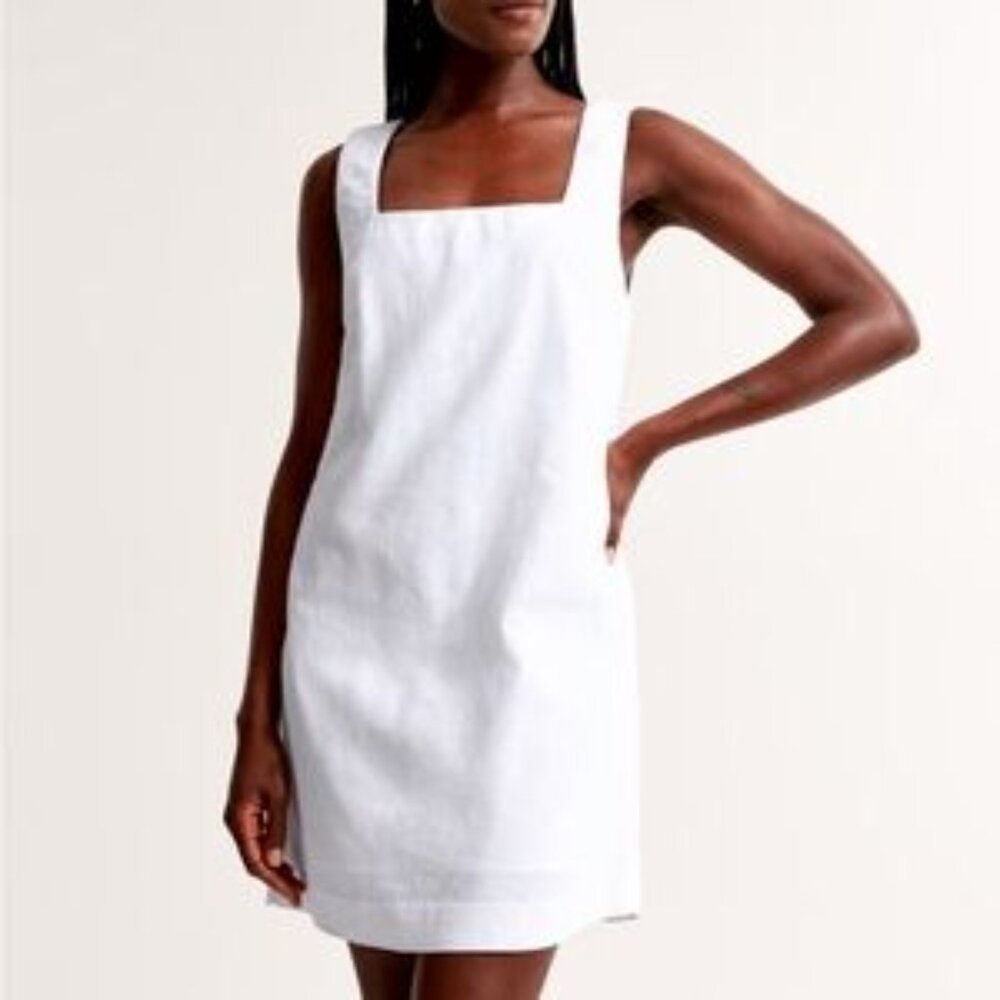 NWT Abercrombie & Fitch Linen Blend Square Neck Mini Dress, XL
